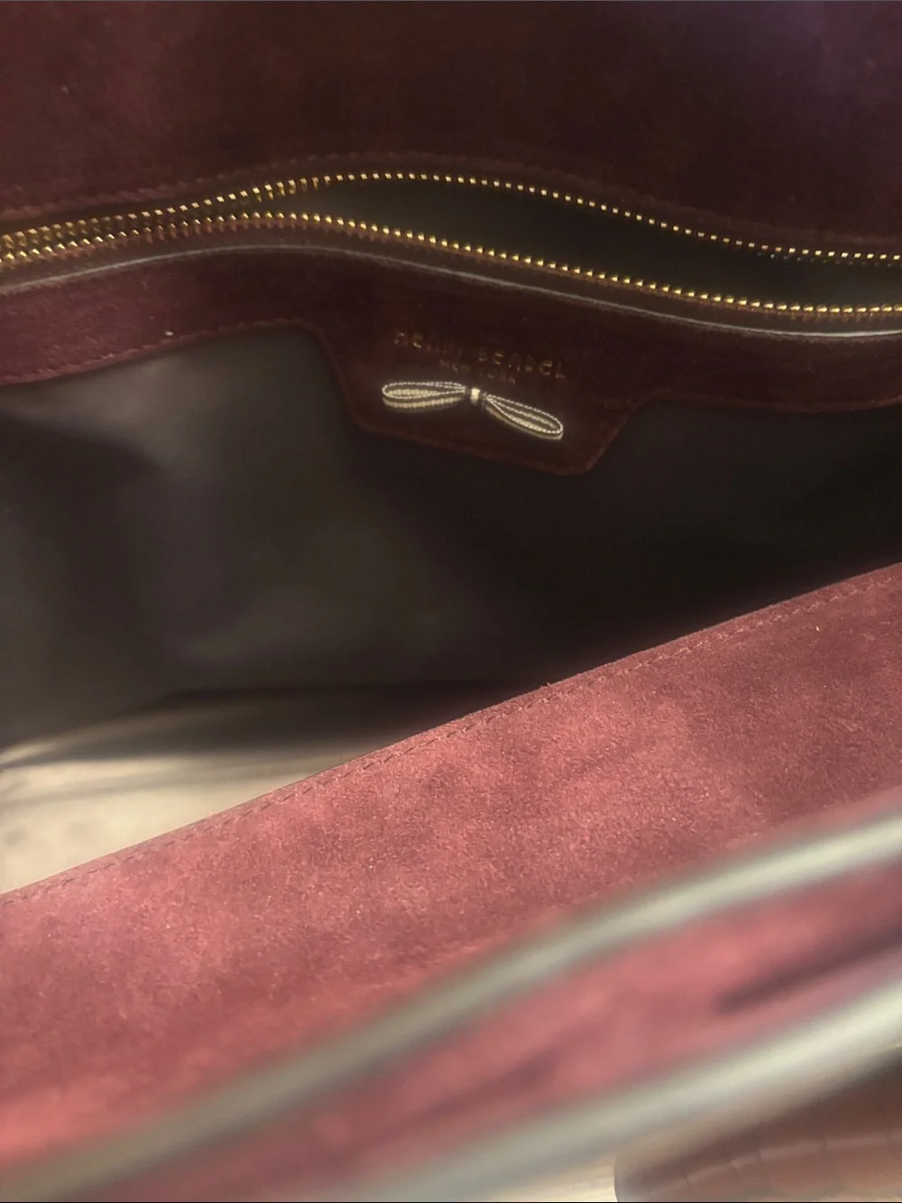 henri bendel Croc-Embossed Burgundy Tote with Card Pouch - Picture 4 of 14